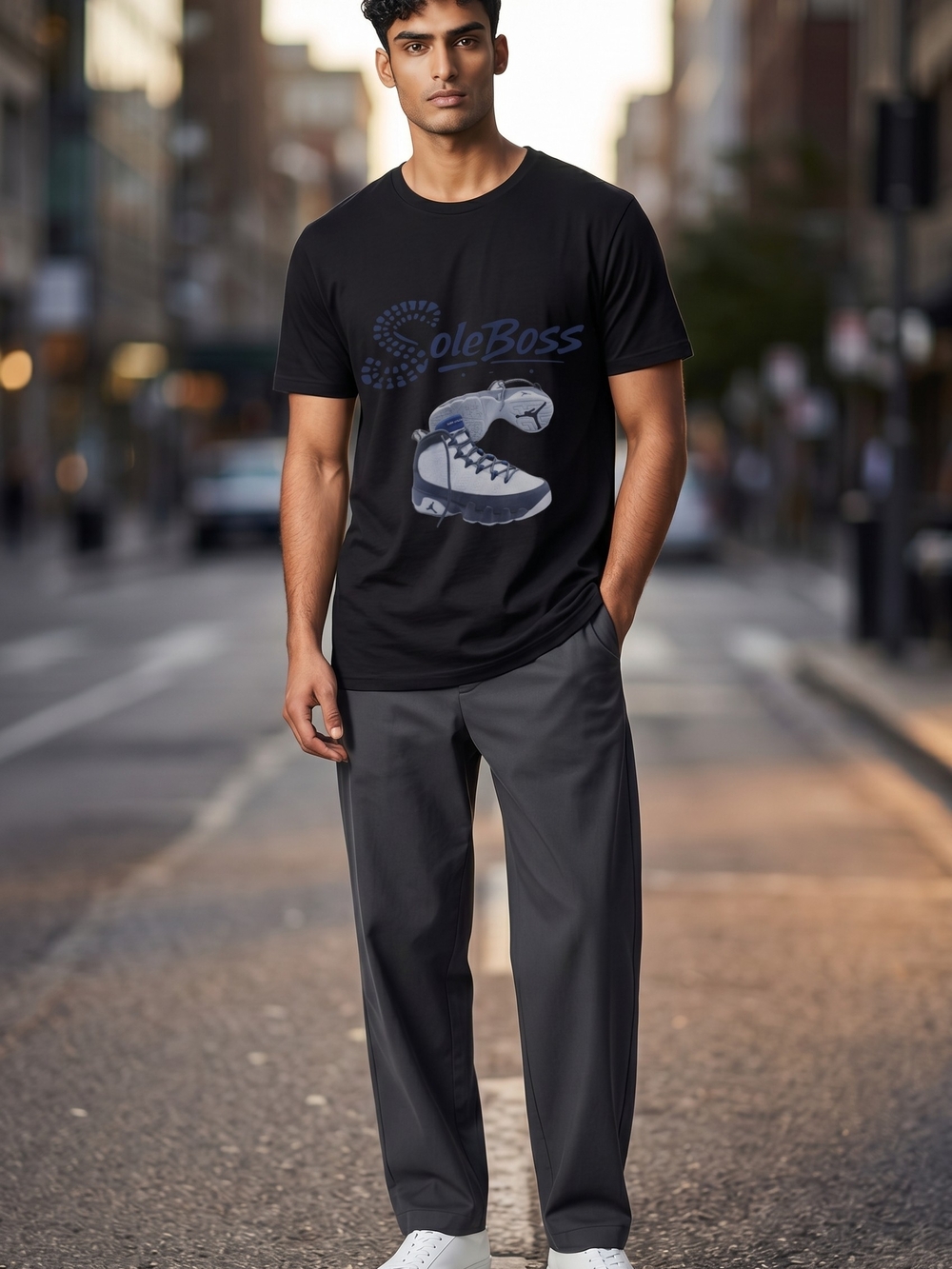 SoleBoss Graphic Tee in Black with Sneaker Print